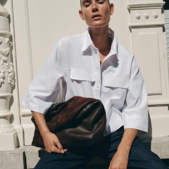 Zara white short oxford shirt - Picture 2 of 5